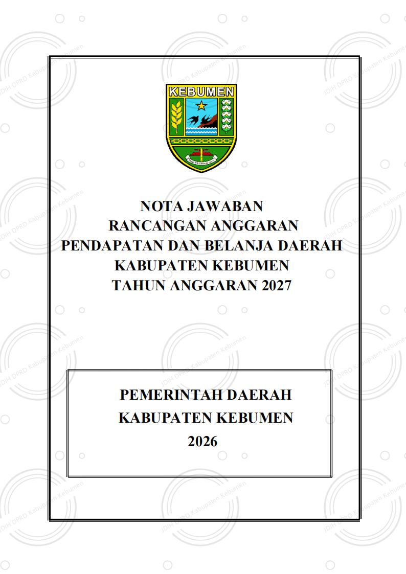 Nota Jawaban Bupati Kebumen atas Pandangan Umum Fraksi terhadap Raperda APBD Tahun Anggaran 2027